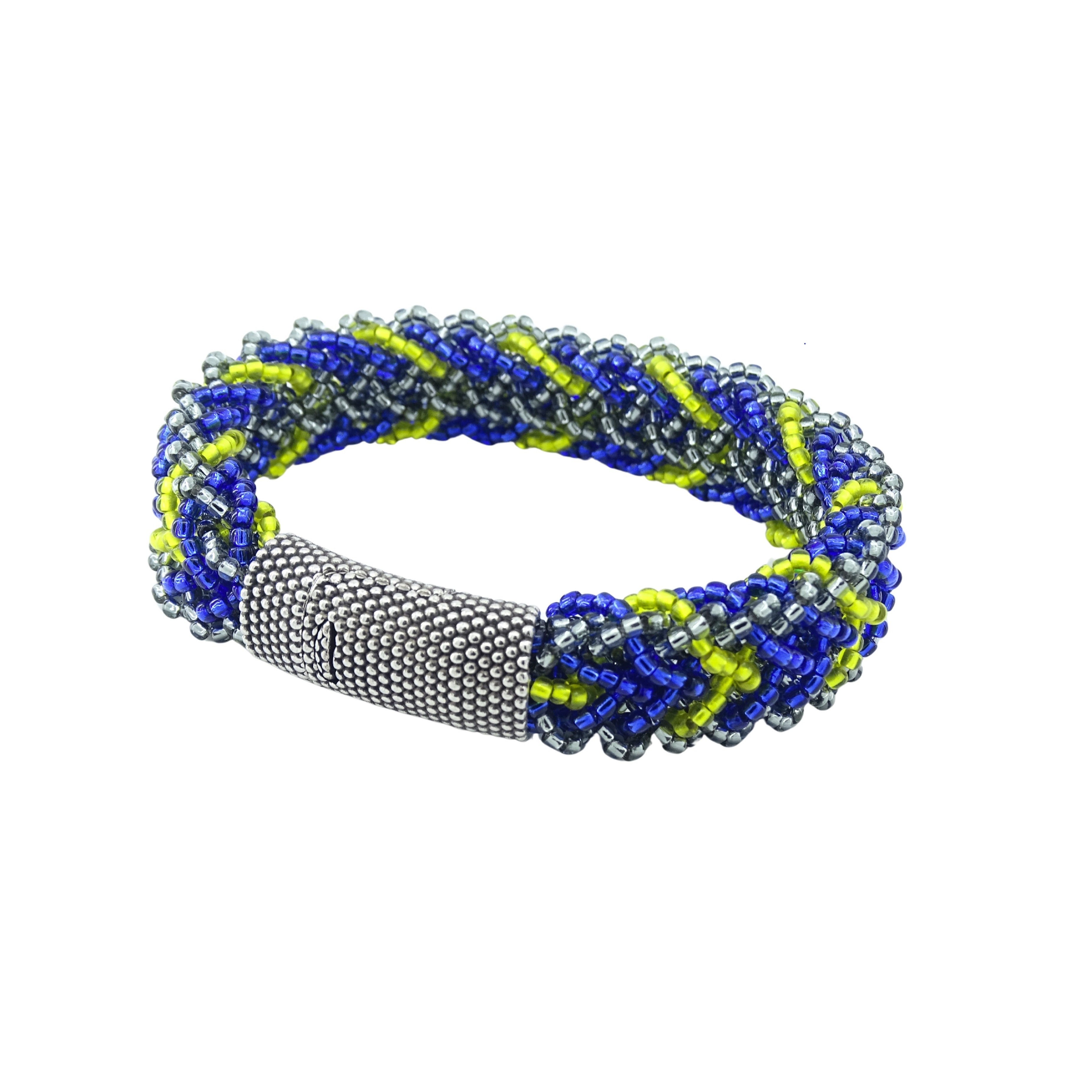 YELLOW AND BLUE KUMIHIMO BRACELET – InterFusion Art