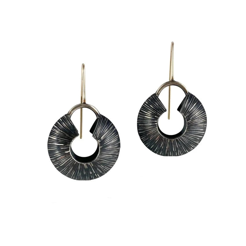OXIDIZED OPEN BEAD EARRINGS