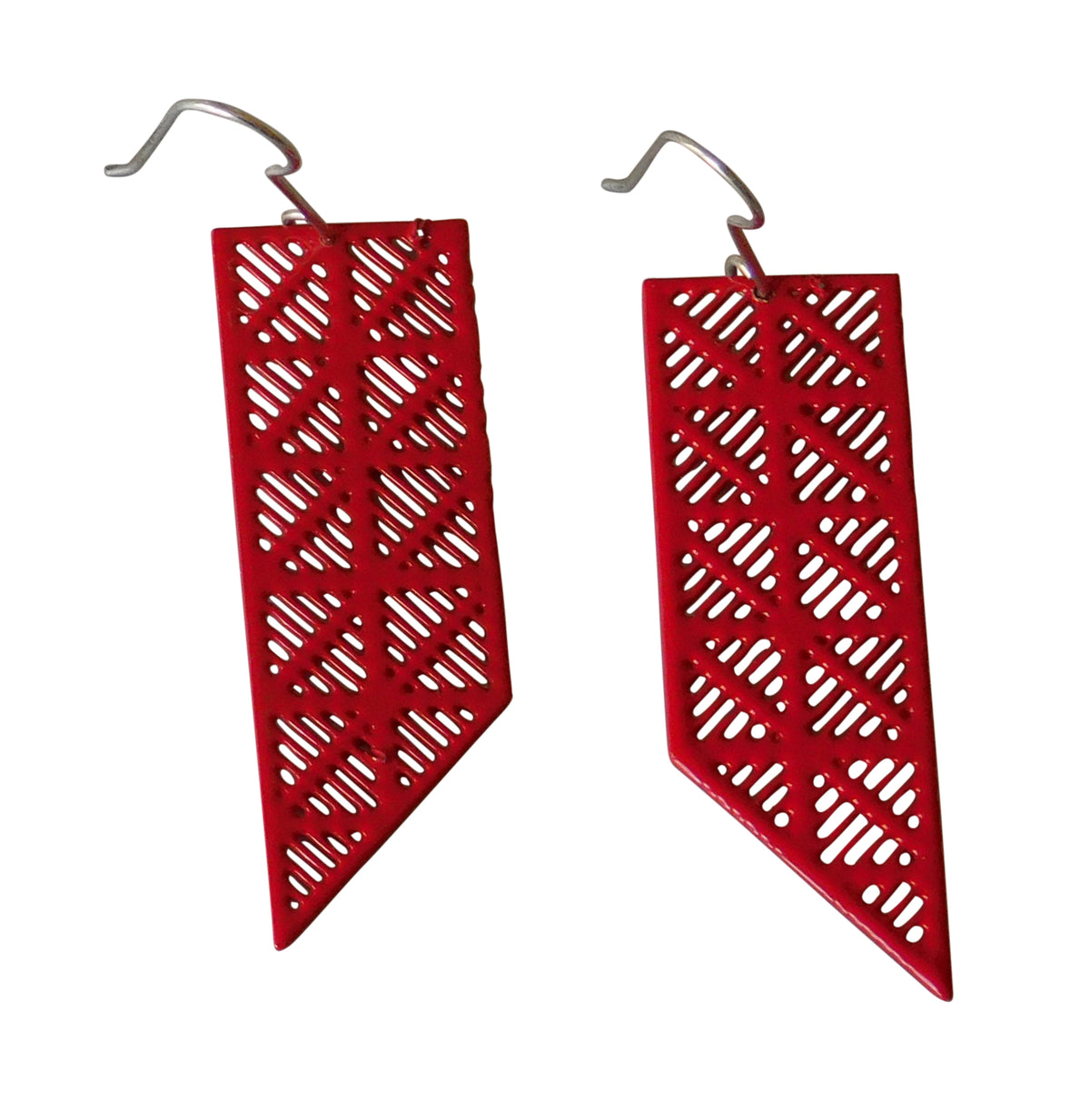 RED DIAGONAL EARRINGS - #13