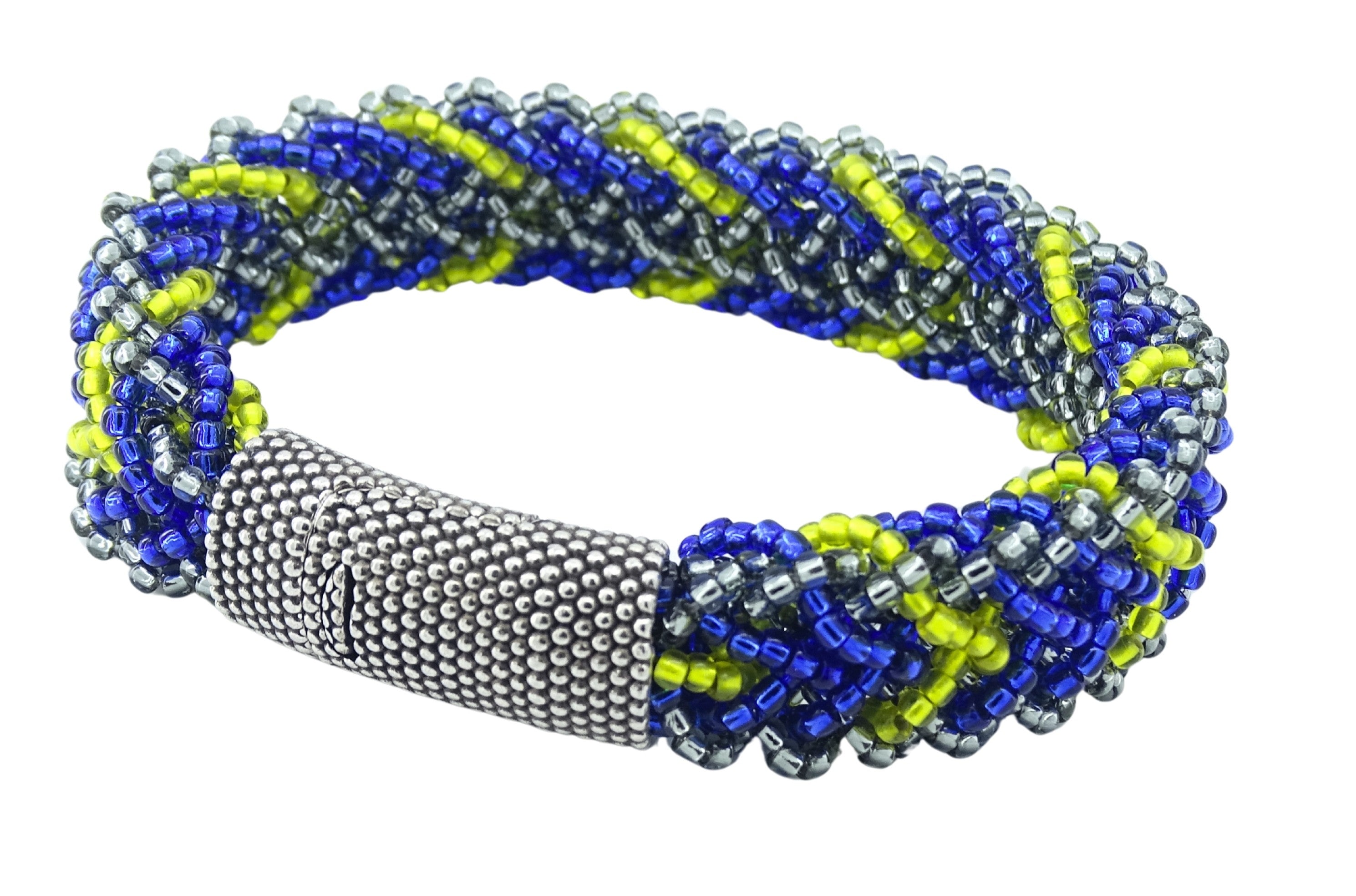 レザーベルト BOH KUMIHIMO with amarillo YELLOW AND BLUE KUMIHIMO BRACELET – InterFusion Art