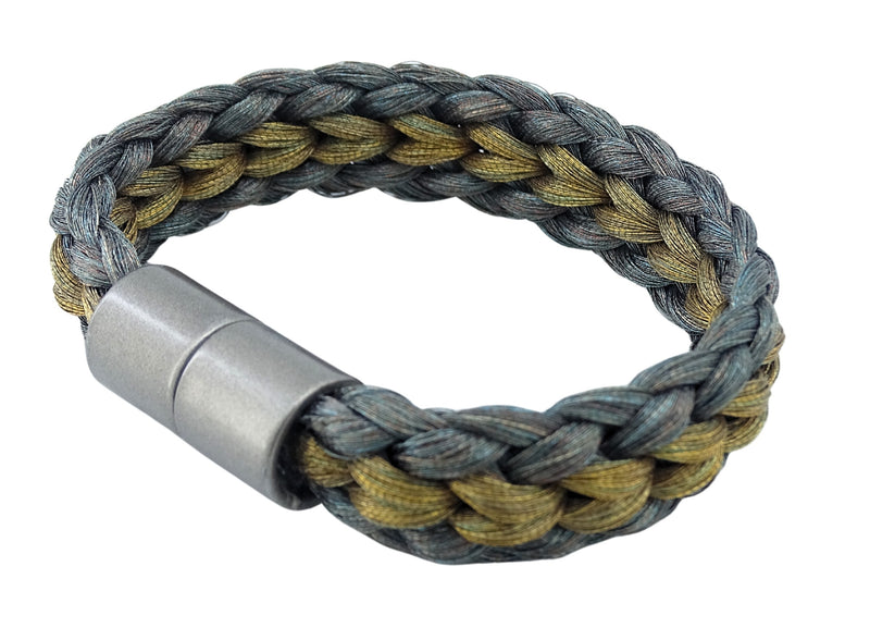 ANTIQUE SILVER AND BRASS KUMIHIMO BRACELET