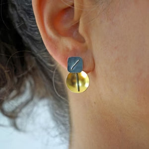 CIRCLE AND THE SQUARE EARRINGS - GOLD / POST