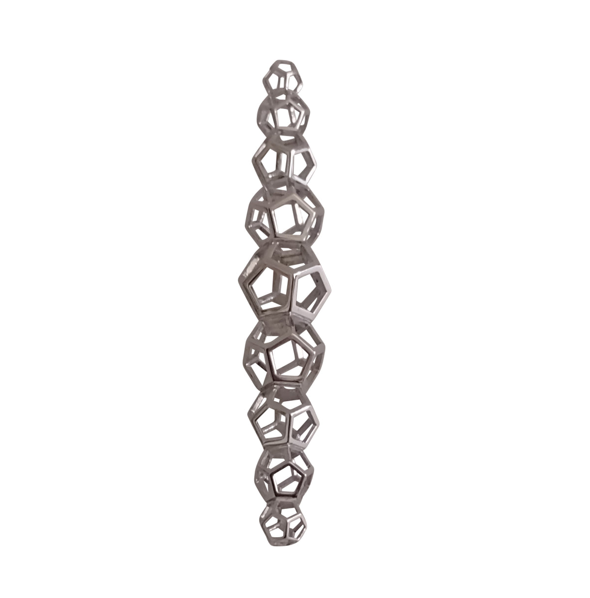 DOUBLE DODECAHEDRON PILLAR_Rhodium Plated Brass