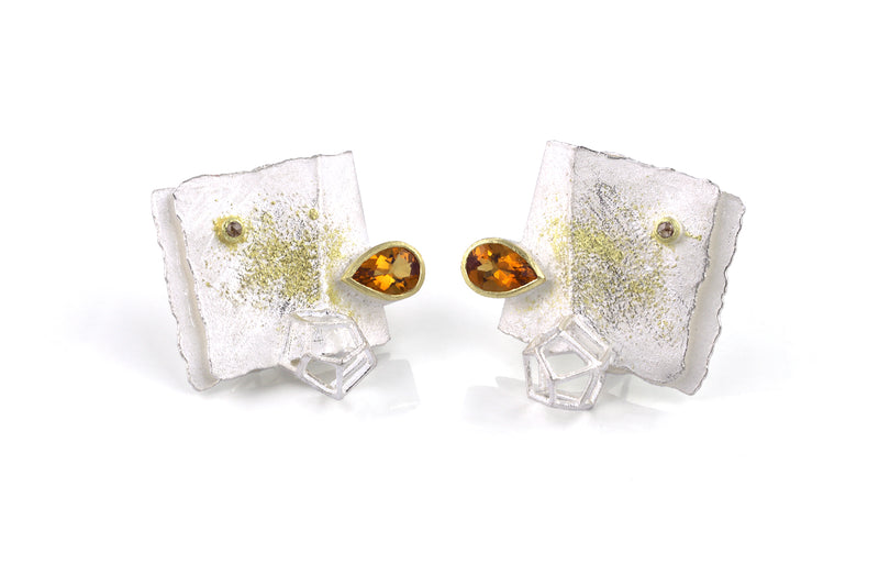 SQUARE EARRINGS WITH CITRINE