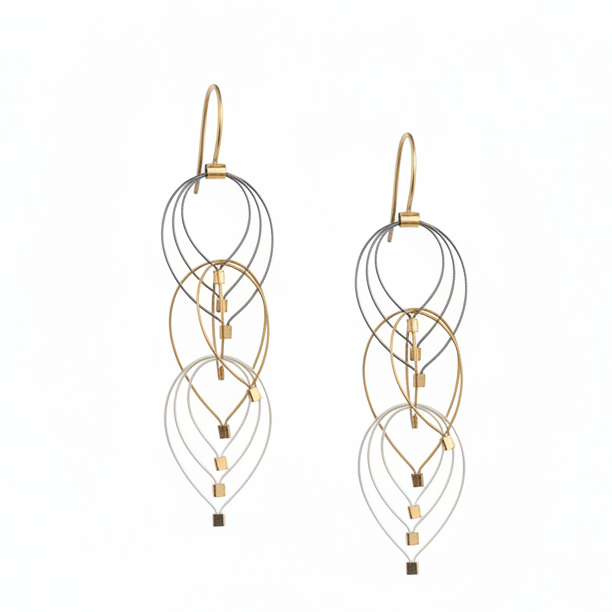 FEATHER TEARDROP HOOK EARRINGS - GOLD