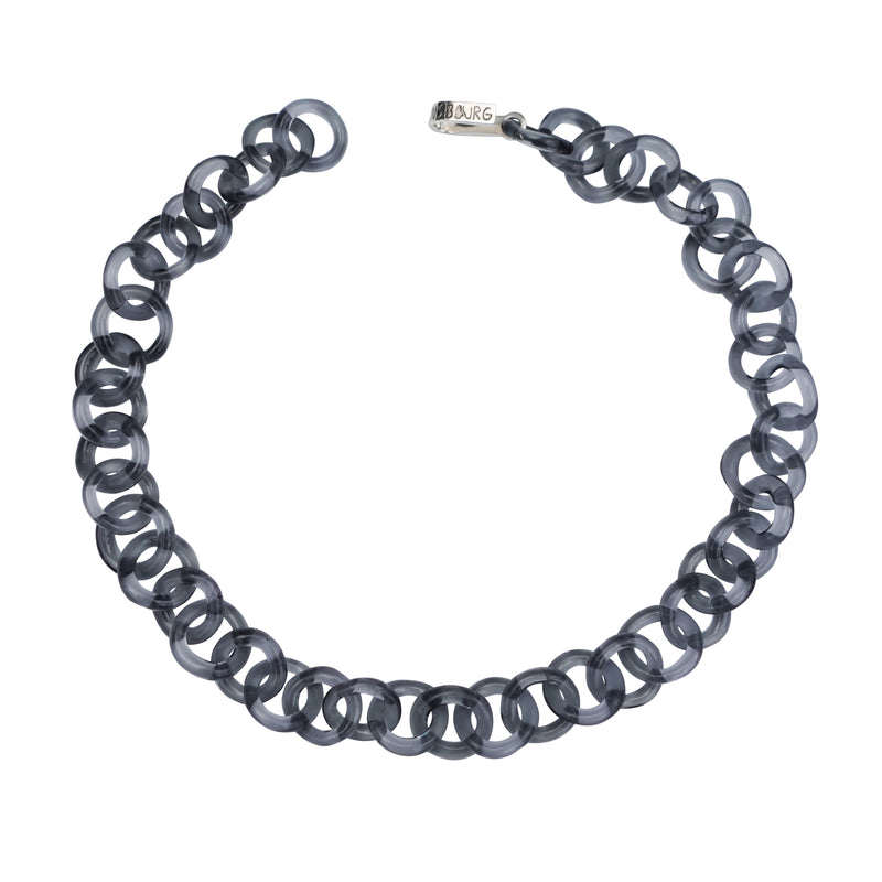 GREY GLASS CIRCLE CHAIN NECKLACE