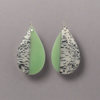 CARVED 1 PIECE DAMGLE EARRINGS - GREEN AND BLACK