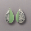 CARVED 1 PIECE DANGLE EARRINGS - GREEN AND BLACK