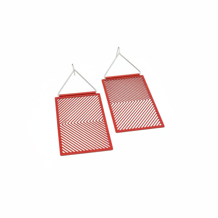ONE HERRINGBONE EARRINGS - RED