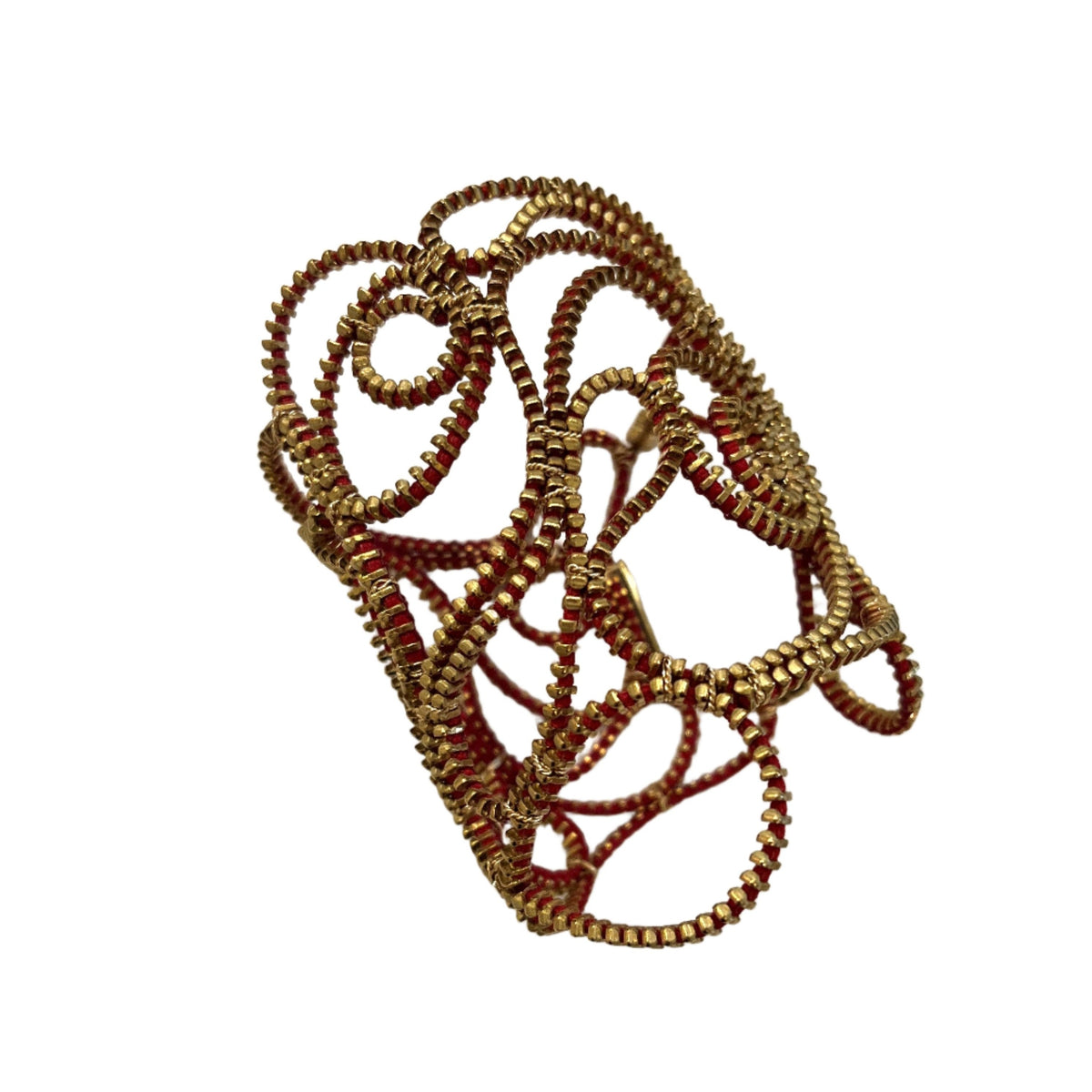 LACE GUST BRACELET - RED / GOLD CUT-AWAY