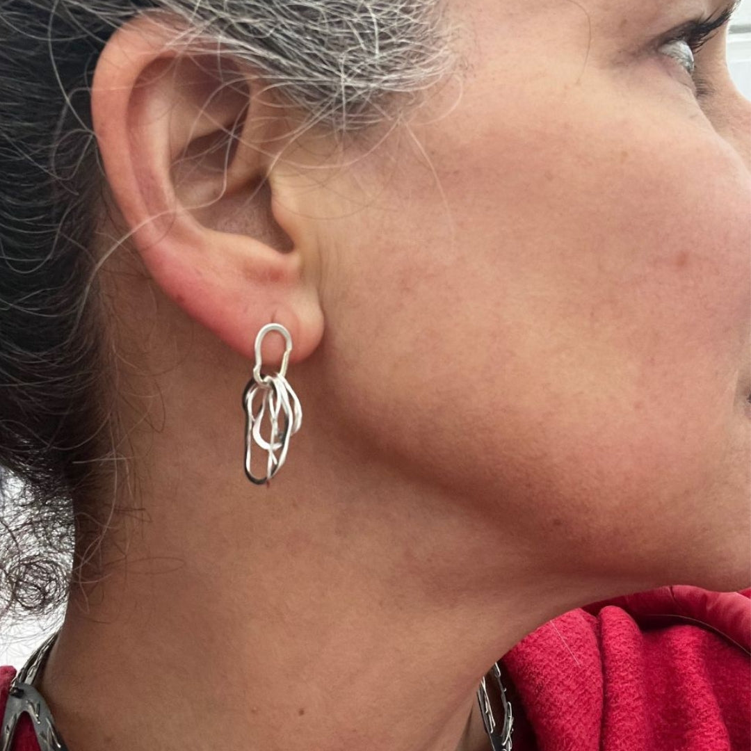 RIPPLE SILVER HOOP EARRINGS