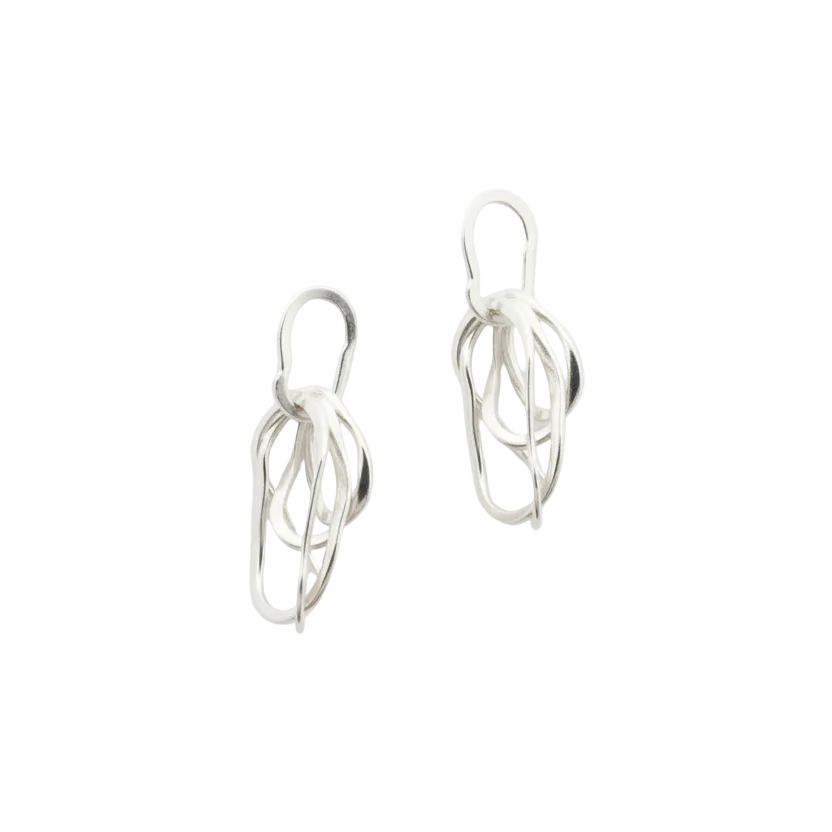 RIPPLE SILVER HOOP EARRINGS