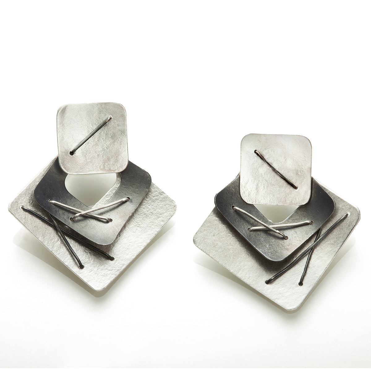SQUARE UPON SQUARE LAYERED EARRINGS