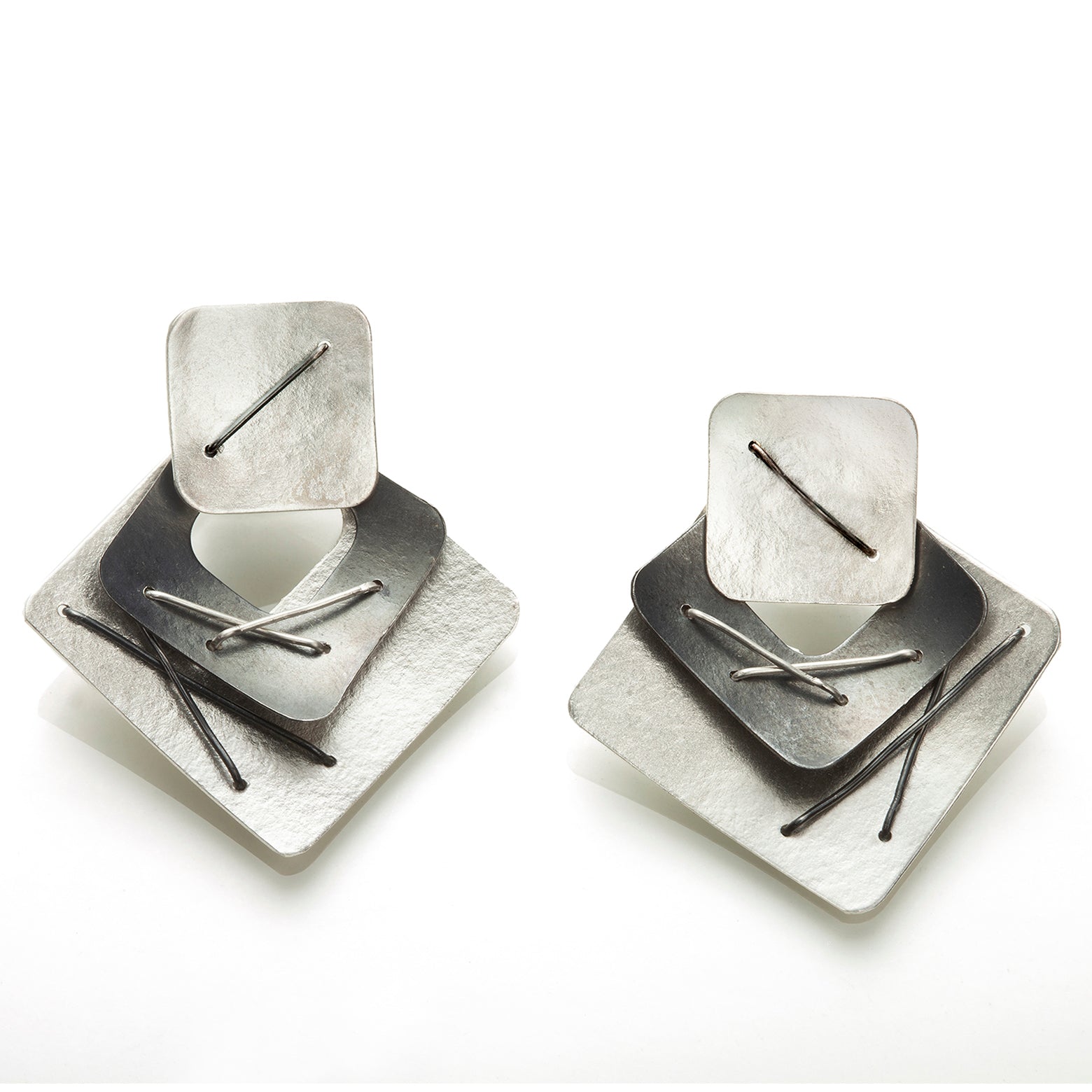 SQUARE UPON SQUARE LAYERED EARRINGS