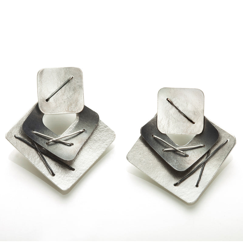 SQUARE UPON SQUARE LAYERED EARRINGS