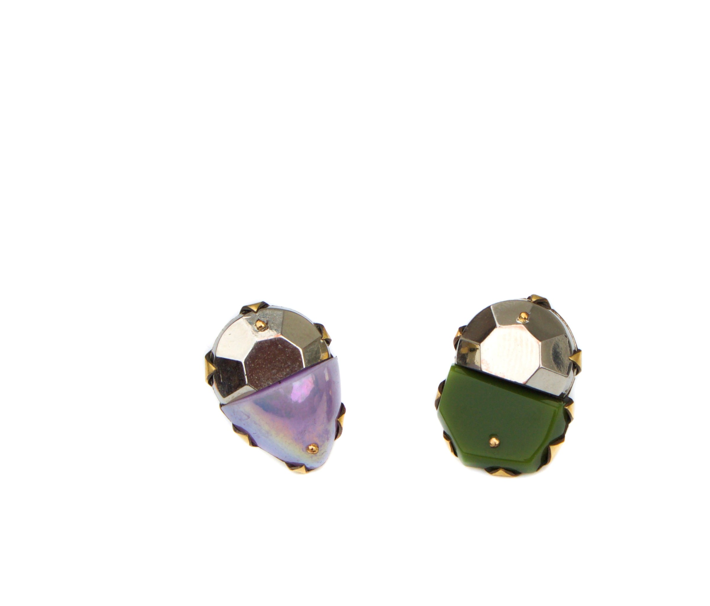 TINY STUDS - PURPLE AND GREEN