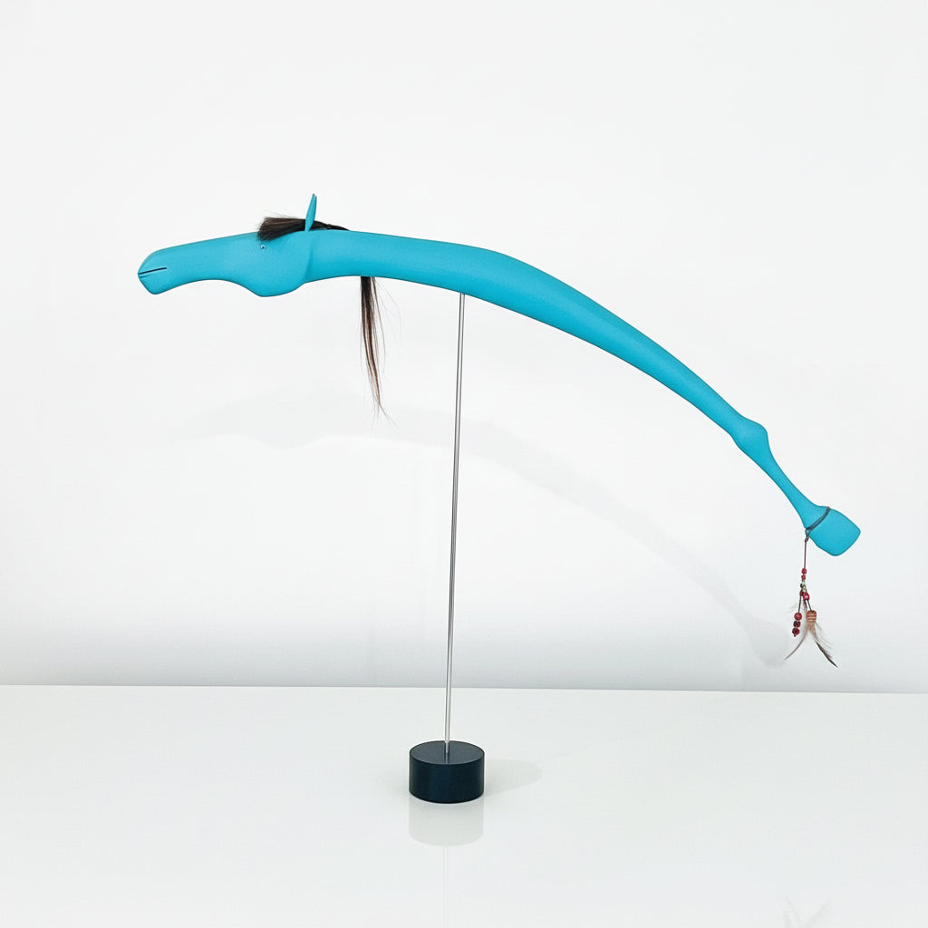 LARGE STICK HORSE - TURQUOISE