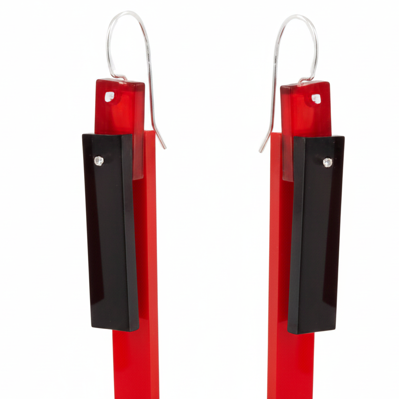 BLACK CHERRY TILE EARRINGS