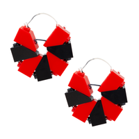 RED AND BLACK MINI HOOP EARRINGS