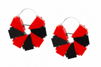 RED AND BLACK MINI HOOP EARRINGS
