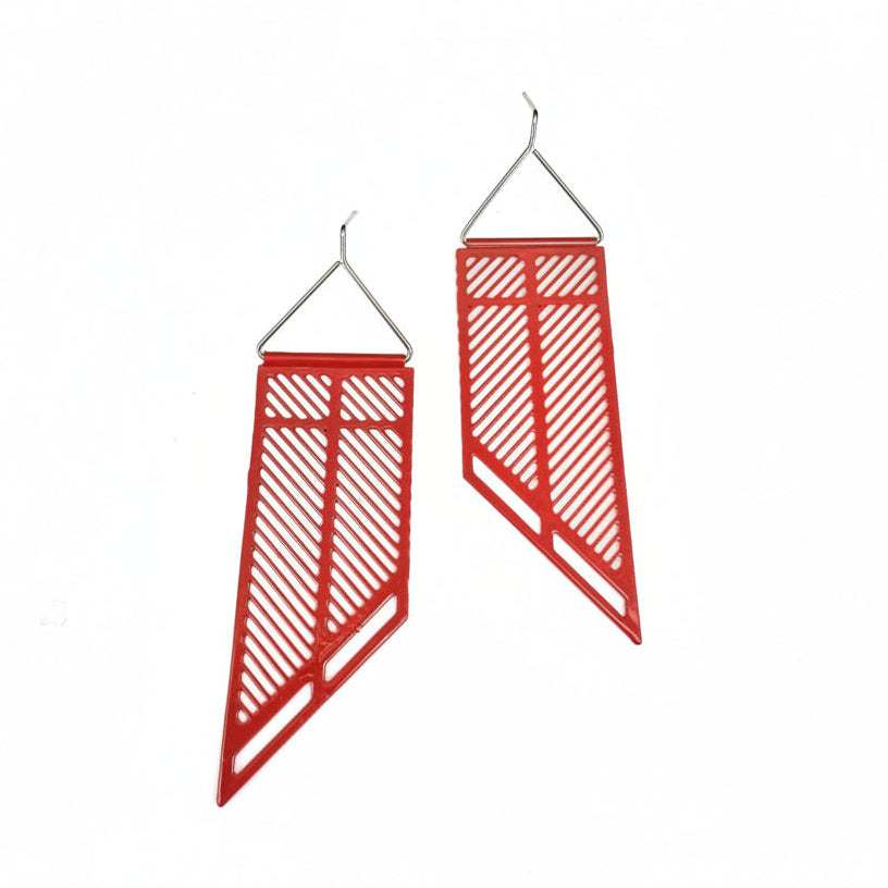 DROP SLANT EARRINGS - RED
